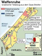 Landkarte: Israelischer Teilabzug aus dem Gaza-Streifen; Großansicht [FR]