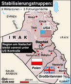 Infografik: Militärzonen im Irak; Großansicht [FR]
