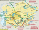 Infografik: "Wasser in Zentralasien - Großprojekte und potenzielle Konflikte" / Großansicht der  Grafik als pdf-Datei bei taz.de