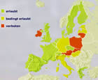 Europakarte: Embryonale Stammzellforschung