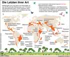 Hot Spots der Artenvielfalt; 34 ko-Krisengebiete; gefhrtete Arten; Artensterben;  / Infografik Globus 3366 vom 25.02.2010 